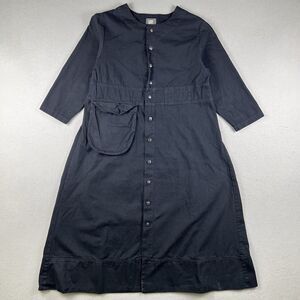 Blue Fish Dress Women’s 1 Black‎ A Line Maxi Long Sleeve Duster Button Front